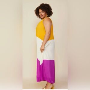 Skies Are Blue New Vibrant Maxi dress - Mustard, Ivory,Magenta  1X 🌻BC BAG O2